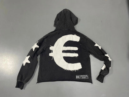DE MONETA BLACK CROPPED HOODIE